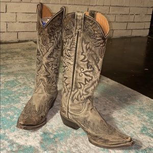 zip back Stetson pointed toe cowboy boots